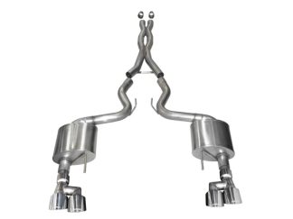 Corsa 18-19 Ford Mustang 5.0L 3in Sport Cat-Back Dual Rear Exit 4in Polished Pro-Series Tips
