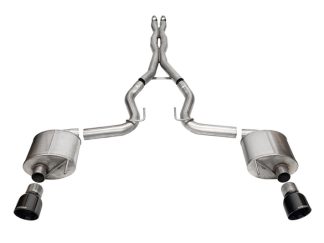 Corsa 2024 Ford MustangGT Sport Cat-Back Ex.Sys 3.0in Dual Rear Exit w/4.5in Blk PVD Pro Series Tips