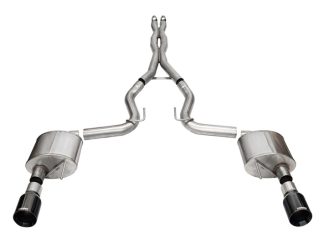 Corsa 24 Ford MustangGT Xtreme Cat-Back Ex.Sys 3.0in Dual Rear Exit w/4.5in Blk PVD StraightCut Tip