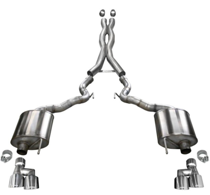 Corsa 18-20 Ford Mustang GT Convertible w/o Active Valves Xtreme Cat-Back w/ Polished 4in Tips - Bild 2