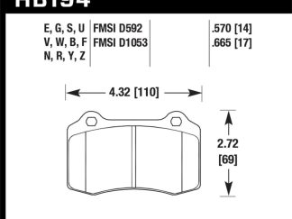Hawk 92-00 Dodge Viper / 00 Mustang Cobra SVT  HPS Street Front Brake Pads