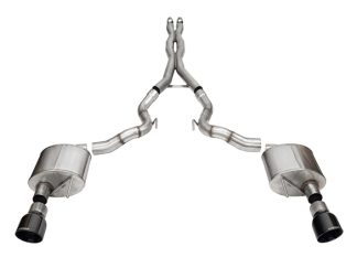 Corsa 24 Ford MustangGT Conv Xtreme Cat-Back Ex.Sys 3.0in Dual Rear Ex w/4.5in Blk PVD ProSeries Tip