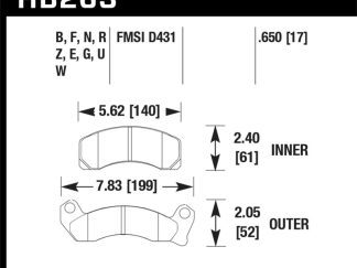 Hawk 1987-1993 Ford Mustang GT 5.0 HPS 5.0 Front Brake Pads