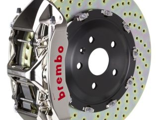 Brembo 15-23 Mustang GT/V6/EcoBoost Front GTR BBK 6 Piston Billet 380x34 2pc Rotor Drilled- Nickel