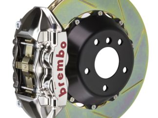 Brembo 15-23 Mustang Rear GTR BBK 4 Piston Billet 380x28 2pc Rotor Slotted Type1 - Nickel