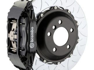 Brembo 05-14 Mustang GT Excl non-ABS Fr GT BBK 4Pis Cast 2pc 355x32 2pc Rotor Slotted Type3-Black