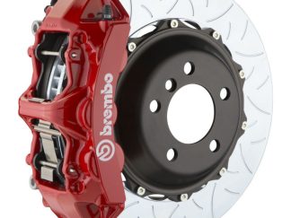 Brembo 05-14 Mustang GT Excl non-ABS Equipped Fr GT BBK 6Pist Cast 380x32 2pc Rtr Slot Type3-Red