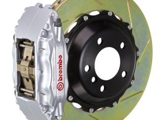 Brembo 05-14 Mustang GT Excl non-ABS Fr GT BBK 4Pis Cast 2pc 355x32 1pc Rtr Slot Type1-Silver