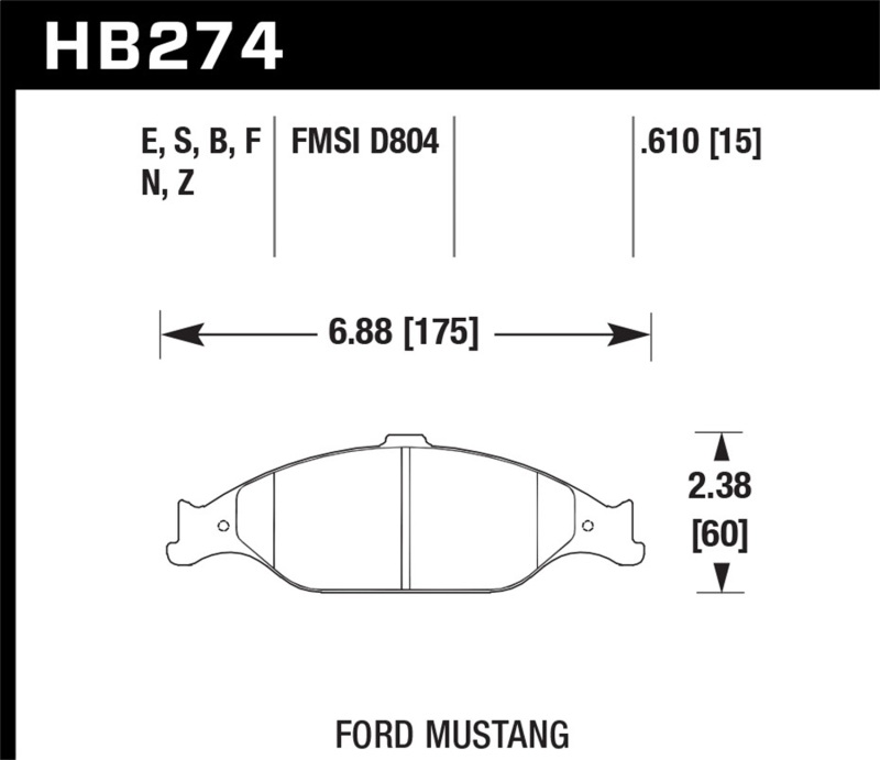 Hawk 99-04 Ford Mustang Base/GT HPS Street Front Brake Pads - Bild 2