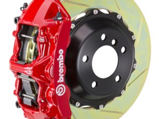 Brembo 05-14 Mustang GT Excl non-ABS Equipped Fr GT BBK 6Pist Cast 380x32 2pc Rtr Slot Type1-Red
