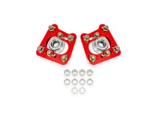 BMR 94-04 Ford Mustang Steel Caster Camber Plates - Red